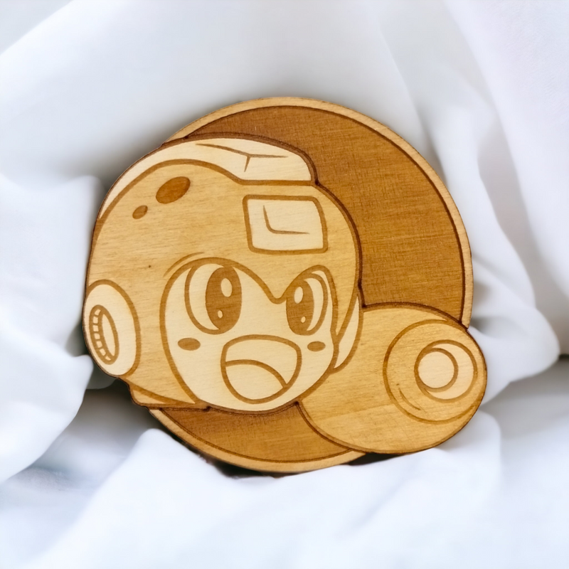 Set of 4 Megaman Wooden Coasters - Handmade Gift - Housewarming - Wood Kitchenware-4