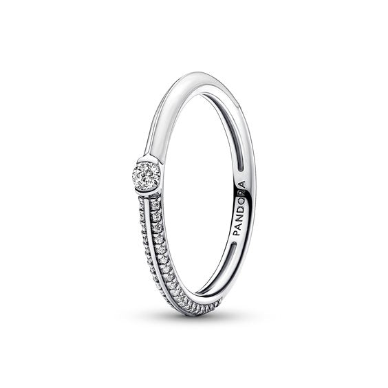 PANDORA JEWELS Mod. PAVE & WHITE DUAL - RING - Size 56-0