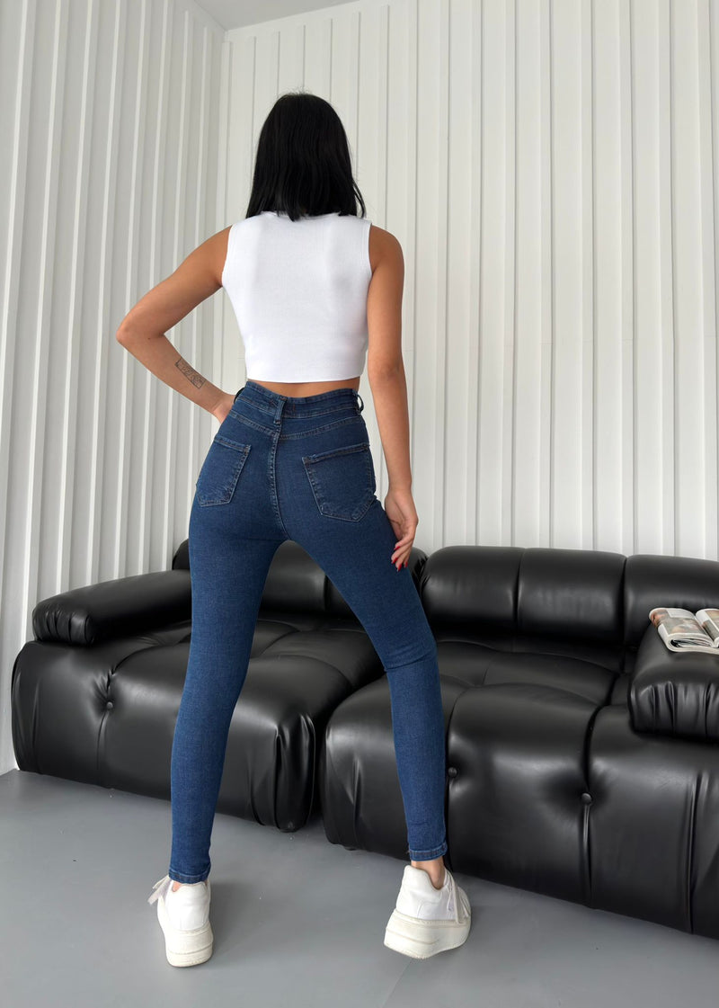 Kuxo Chess Wide Leg Skinny Jeans