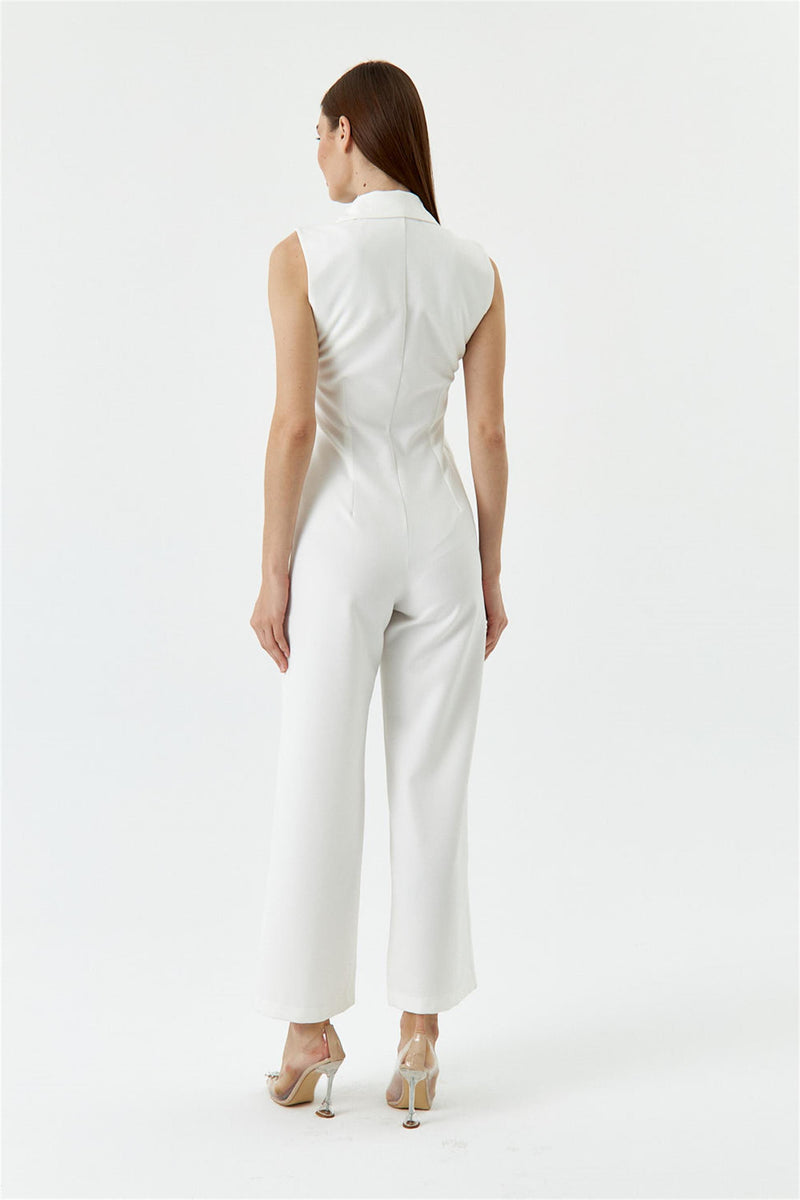 Women's jumpsuit with cross neck design 