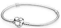 PANDORA MOMENTS COLLECTION Mod. HEART CLASP SNAKE CHAIN BRACELET - Size 19-0