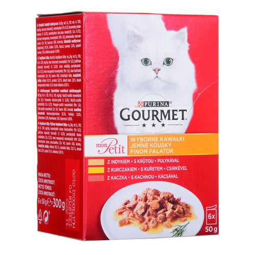 Comida para gato Purina Gourmet Pollo Pavo Pato 6 x 50 g-0