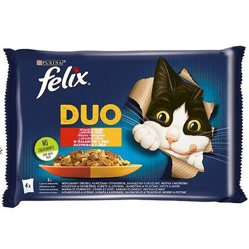 Comida para gato Purina Duo Pollo Ternera Cordero Hígado Aves 4 x 85 g-0