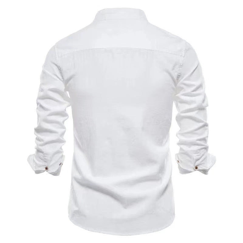 Cotton Linen Long Sleeve Henley Shirt