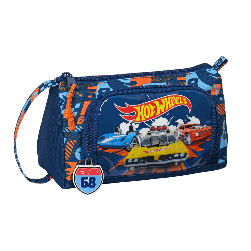 Estuche Escolar Hot Wheels Speed club Naranja Azul marino 20 x 11 x 8.5 cm-0