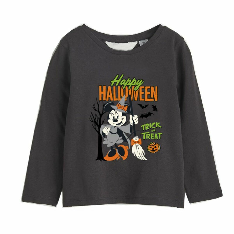 Camiseta de Manga Larga Infantil Minnie Mouse Halloween Gris oscuro-0