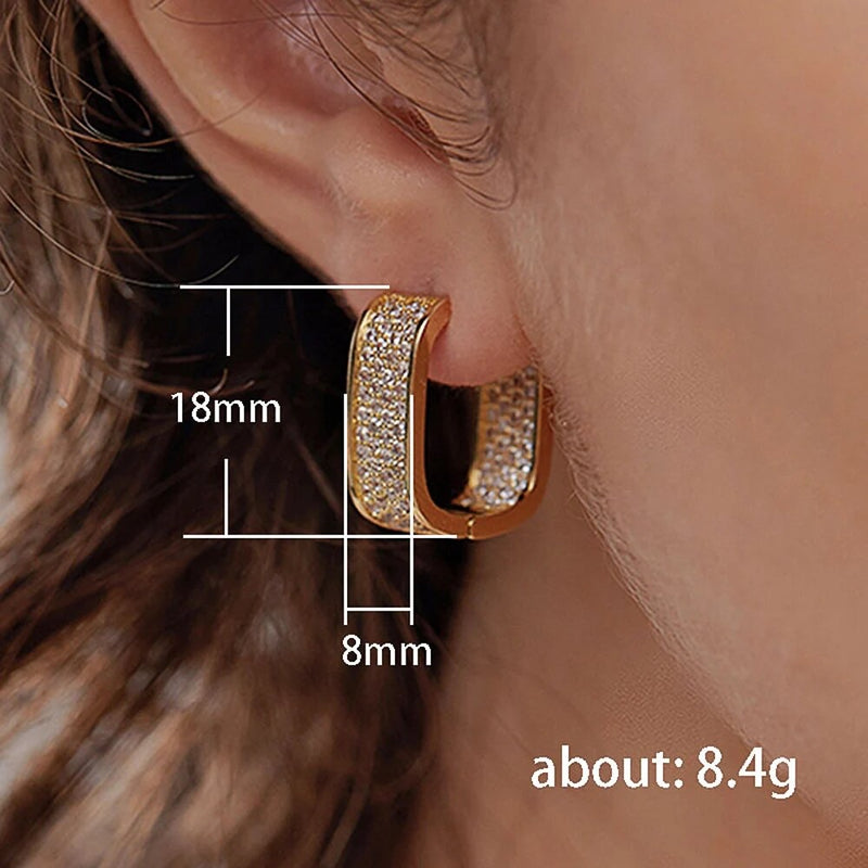 Huitan Paved Cubic Zirconia Hoop Earrings 