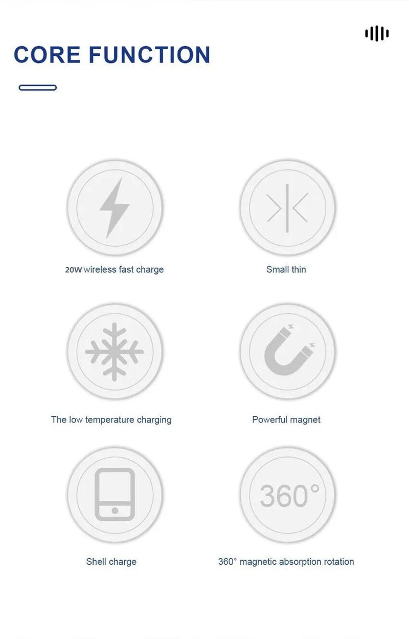 Estación de Carga Inalámbrica 20W con Soporte Magnético - VIKEFON