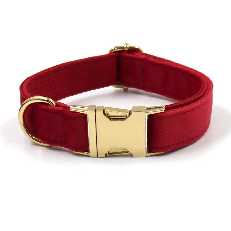 2022 new arrive Christmas red velvet dog collar and leash poop bag holder pet supplies dropshipping puppies accessories-2