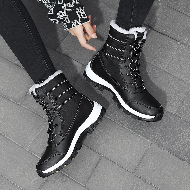 Snow Boots Plush Warm Ankle Boots for Women Winter Shoes Waterproof Boots Female Winter Shoes Booties Botas Mujer Platform Heels-4