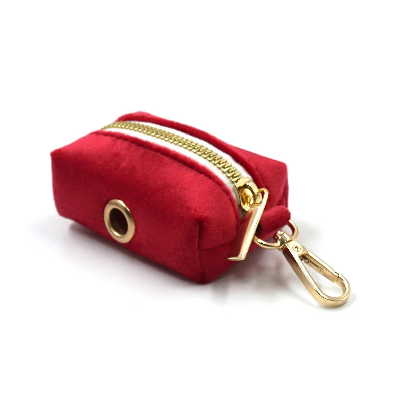 2022 new arrive Christmas red velvet dog collar and leash poop bag holder pet supplies dropshipping puppies accessories-5