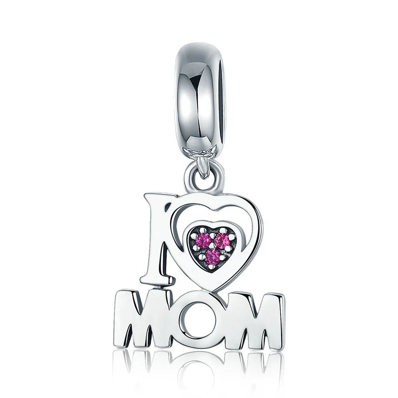 925 sterling silver super mom charms pendants I love my family charm pendant kids charms for bracelet making jewelry-14