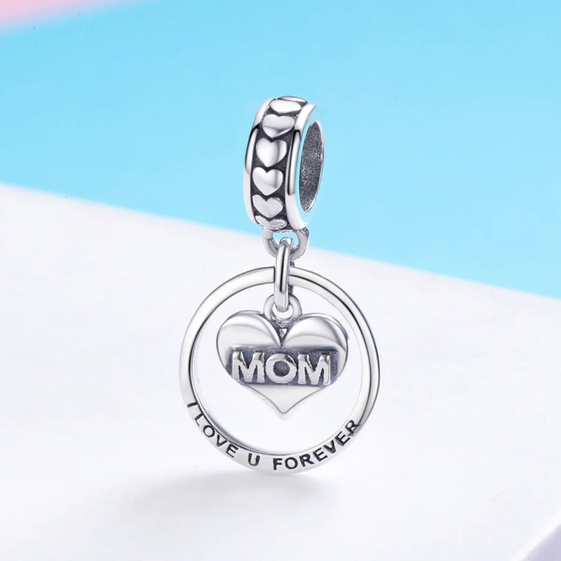 925 sterling silver super mom charms pendants I love my family charm pendant kids charms for bracelet making jewelry-9