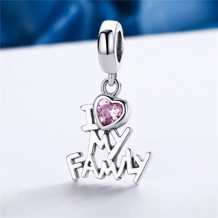 925 sterling silver super mom charms pendants I love my family charm pendant kids charms for bracelet making jewelry-18