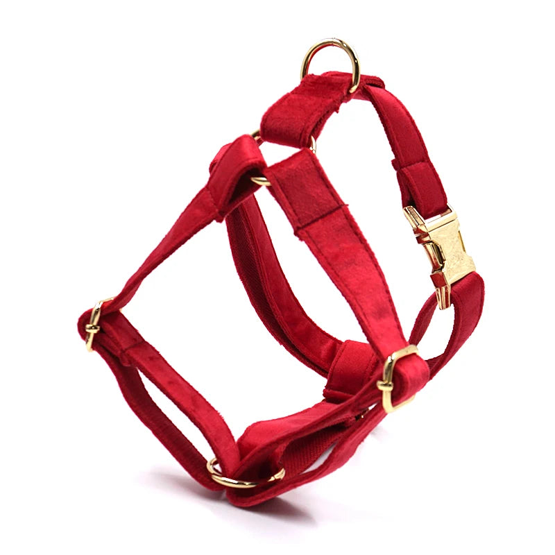 2022 new arrive Christmas red velvet dog collar and leash poop bag holder pet supplies dropshipping puppies accessories-4