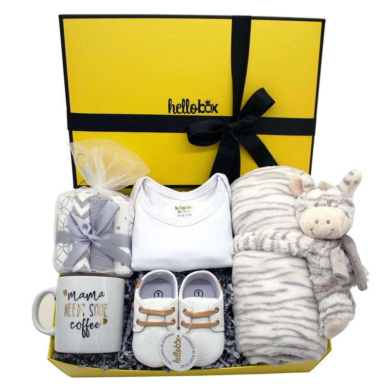 Hellobox Baby Gifts for Baptism, Newborn Gift Set with Baby Blanket, Cuddly Toy (17 Pieces) (White) Boy & Girl-0