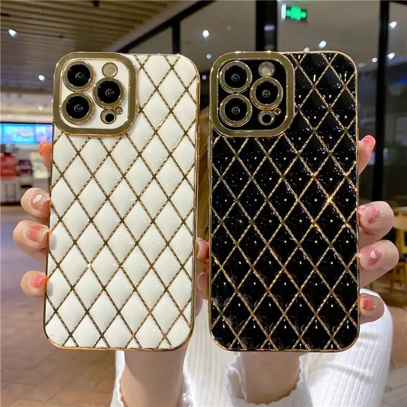 Luxury Square Plating Frame Silicone Phone Case