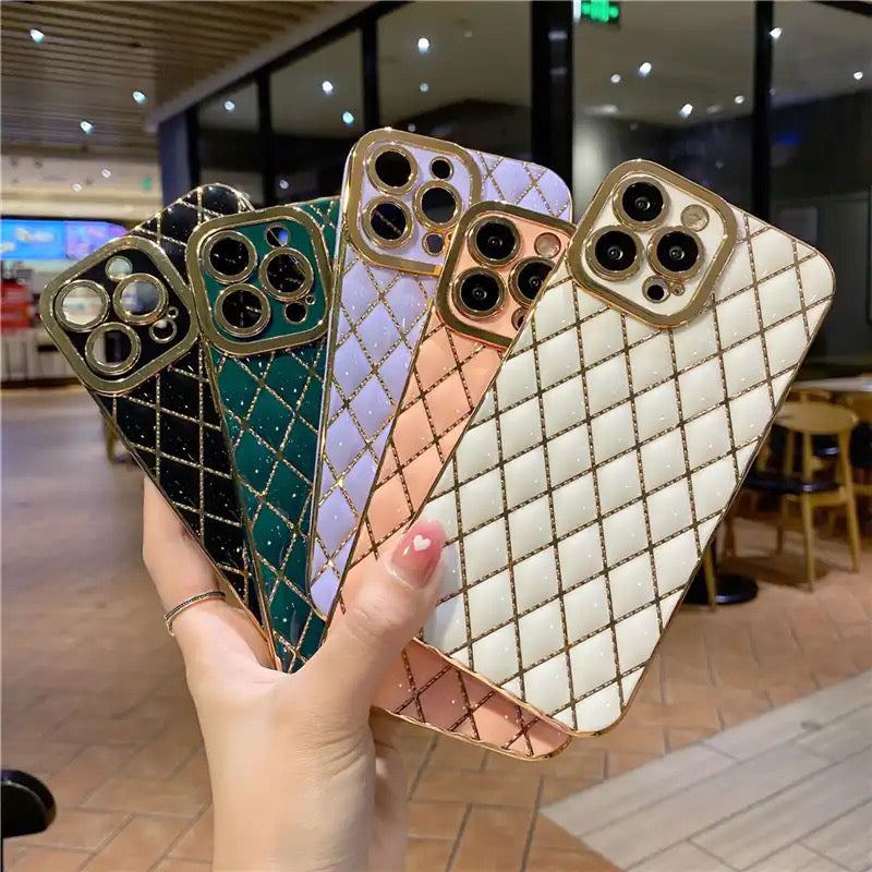 Luxury Square Plating Frame Silicone Phone Case