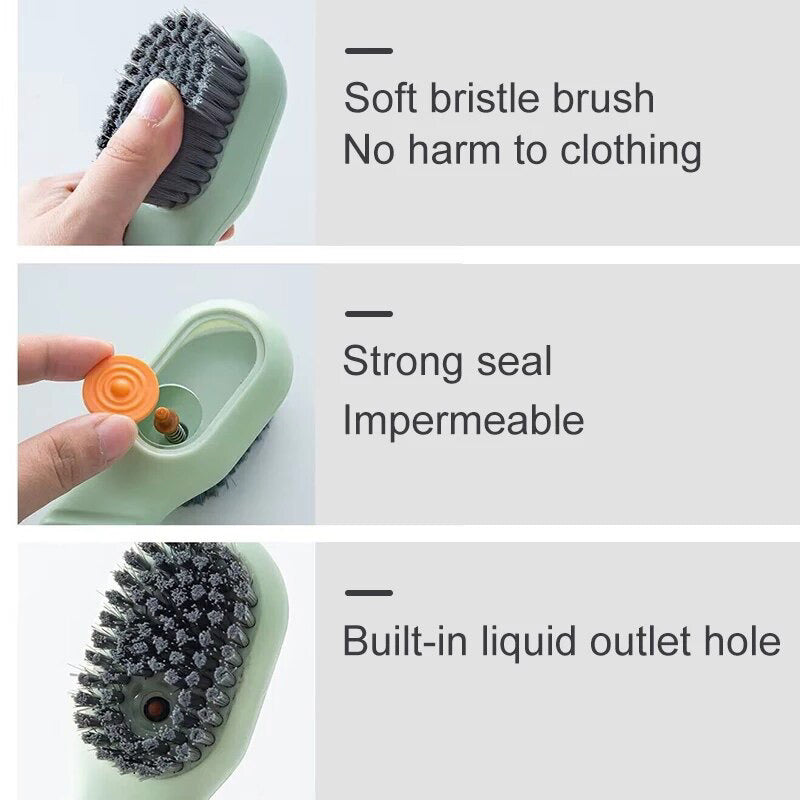 Soft bristle liquid cleaning brush 