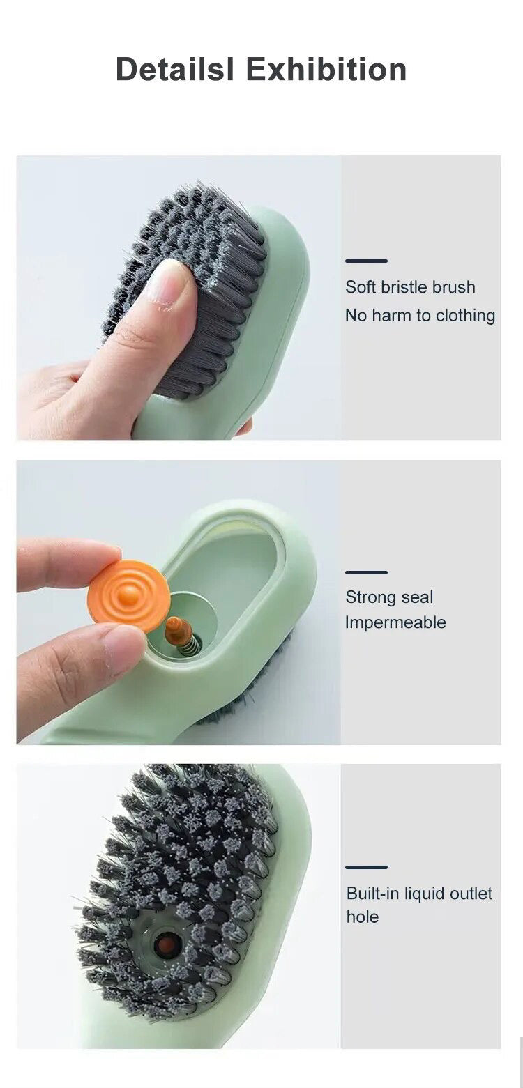 Soft bristle liquid cleaning brush 