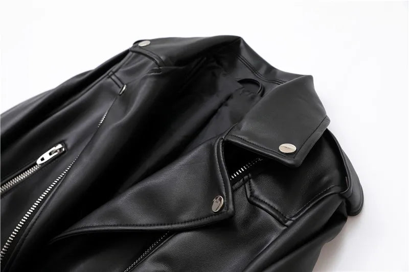 Faux leather jacket with belt