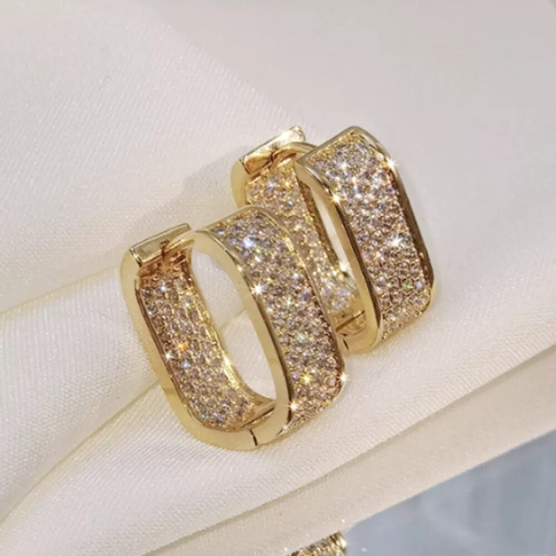 Huitan Paved Cubic Zirconia Hoop Earrings 