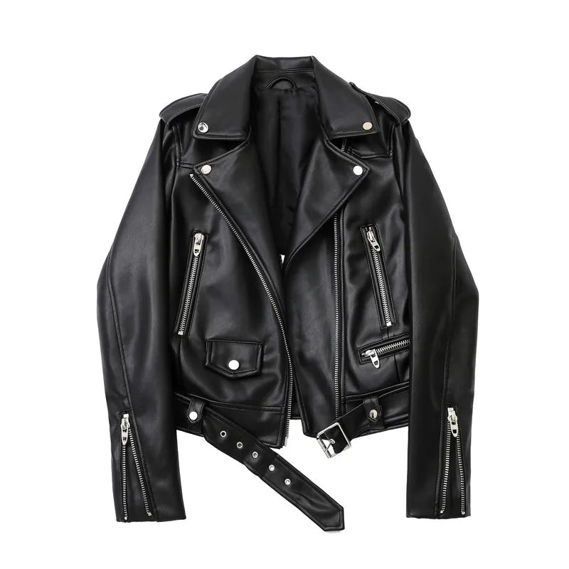 Faux leather jacket with belt