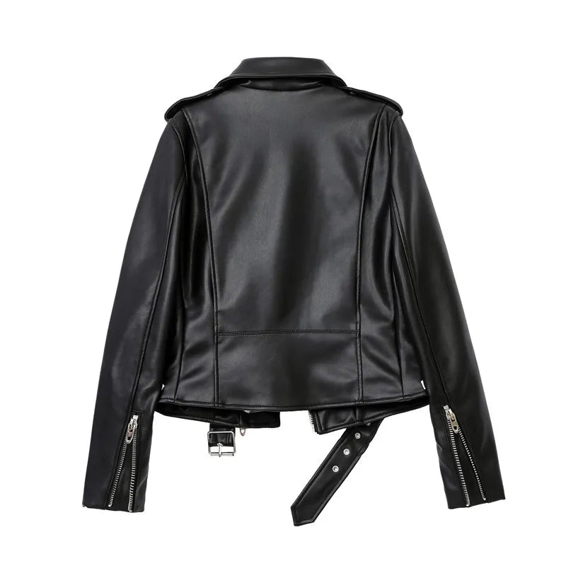 Faux leather jacket with belt