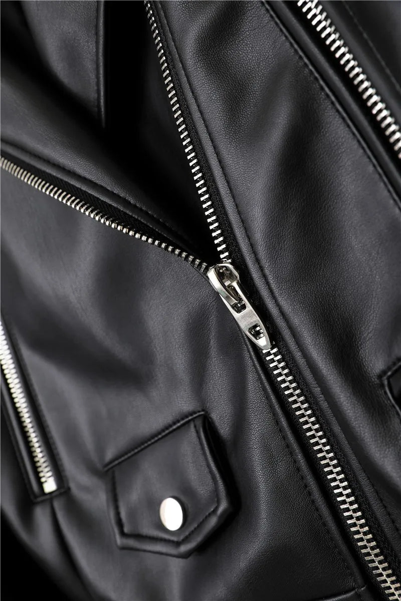 Faux leather jacket with belt