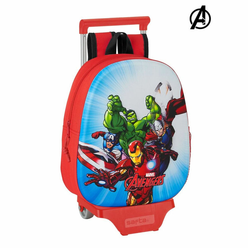 Mochila Escolar 3D con Ruedas 705 The Avengers Rojo-0