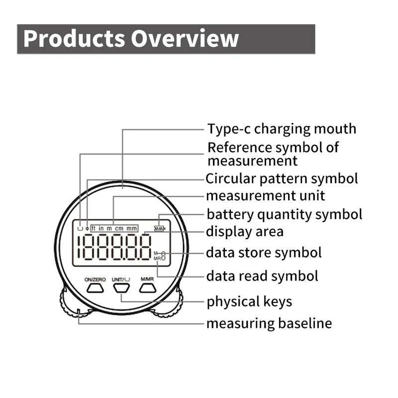 Cinta Métrica Electrónica LCD Tipo C - Portátil, Recargable