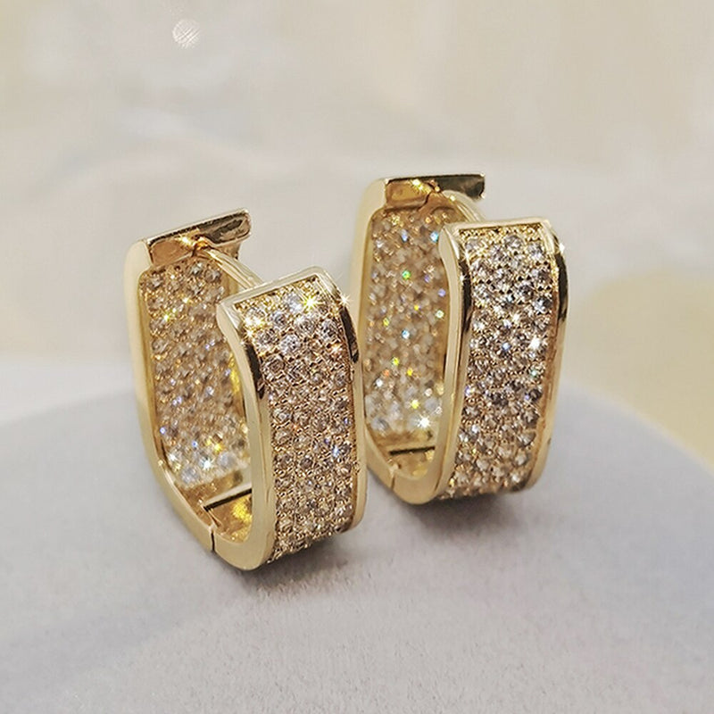 Huitan Paved Cubic Zirconia Hoop Earrings 