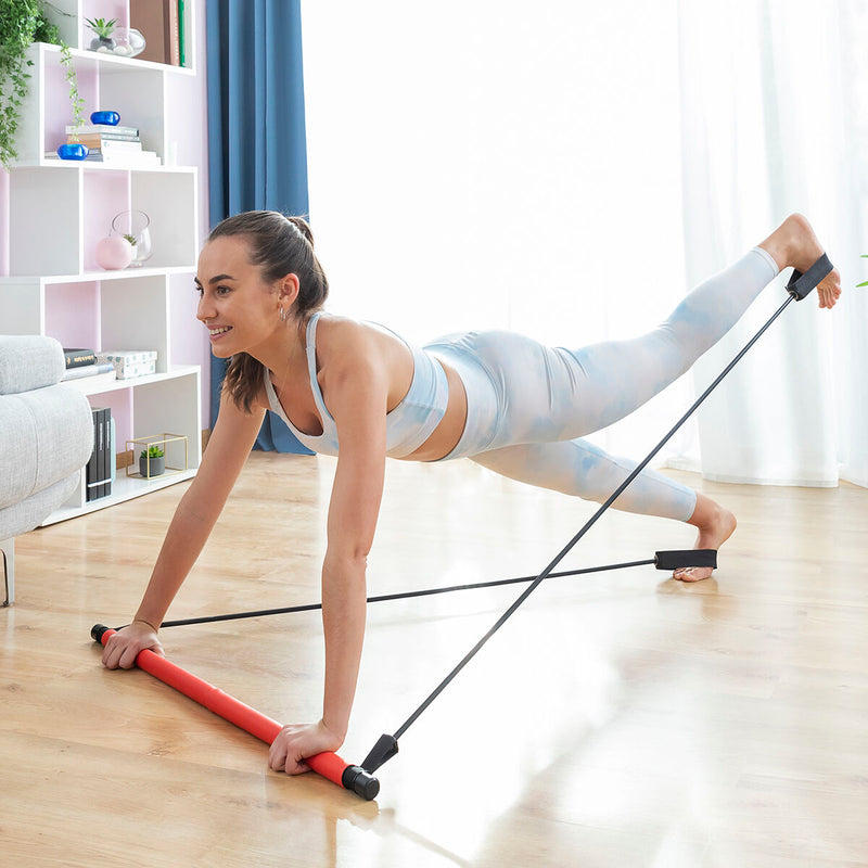 Barra de Fitness con Bandas Elásticas y Guía de Ejercicios Resibar InnovaGoods-10