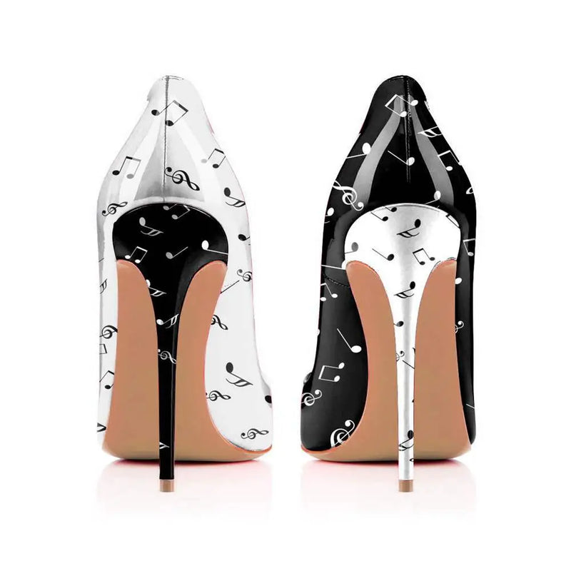 Black and White Stiletto High Heels-0