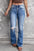 Blue Distressed Flare Jeans-0