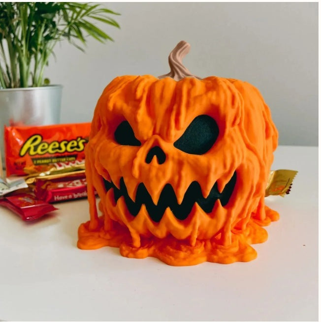 Cuenco de Caramelos Calabaza Derretida de Halloween con Tapa