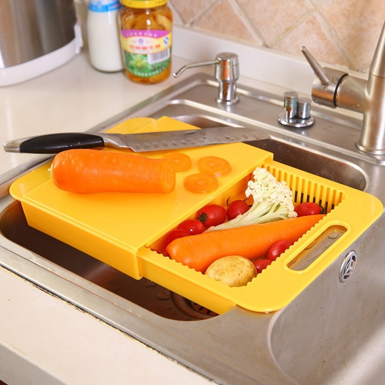 Cutting Board with Drain Basket and Tools