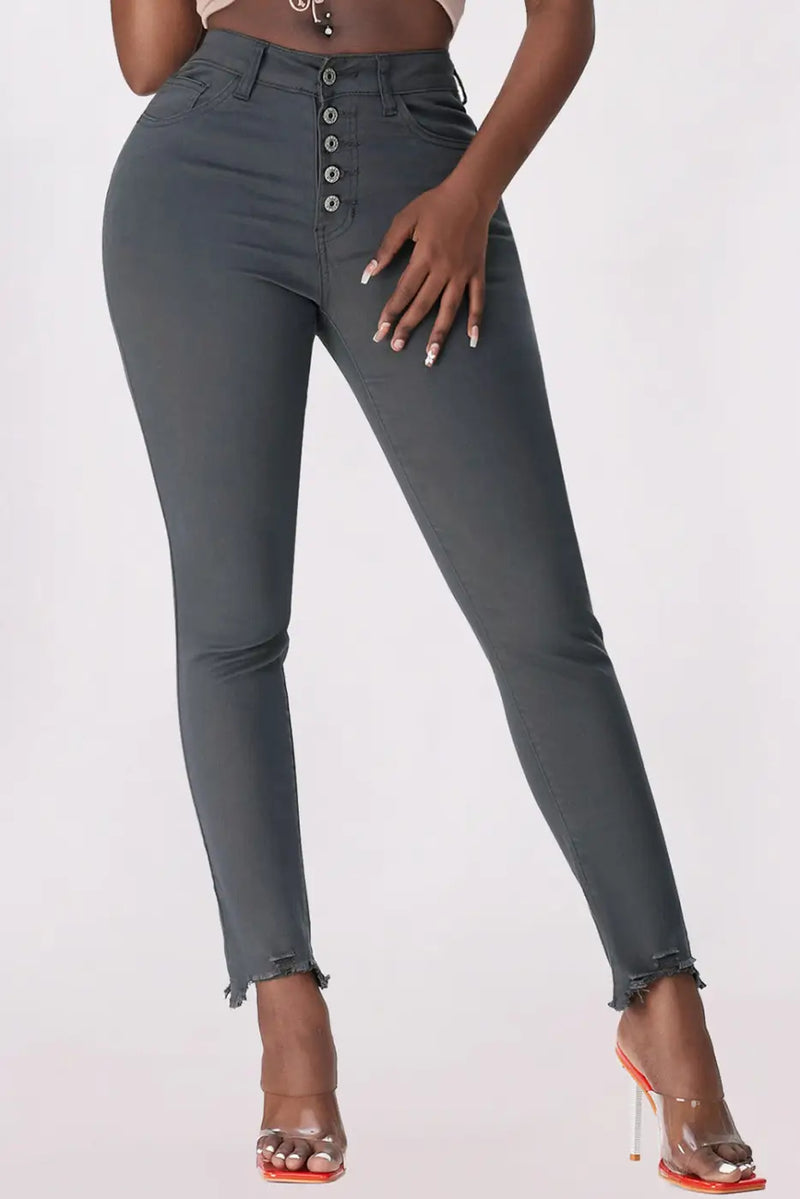 Frayed Cropped Skinny Jeans-0