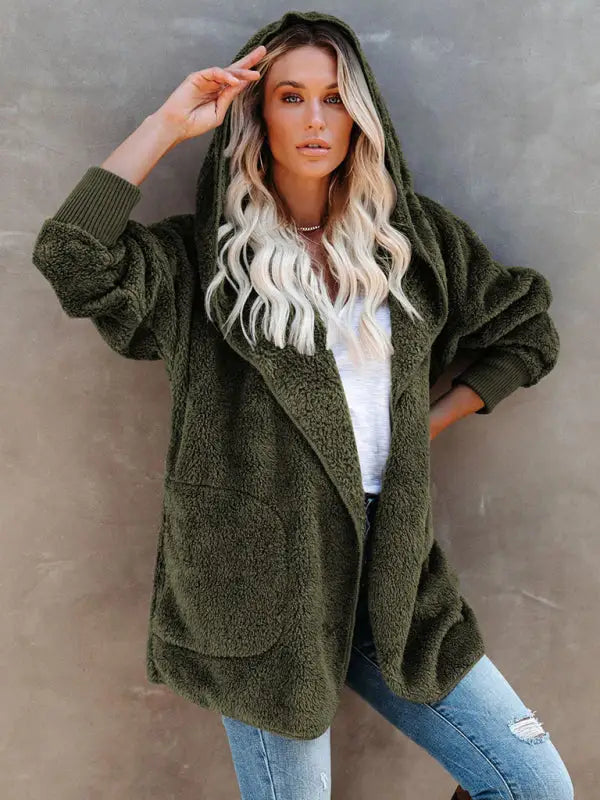 Hooded Fleece Cardigan Coat-1