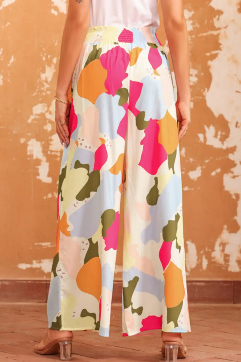 Color Palette Print Flowy Wide Leg Pants-2