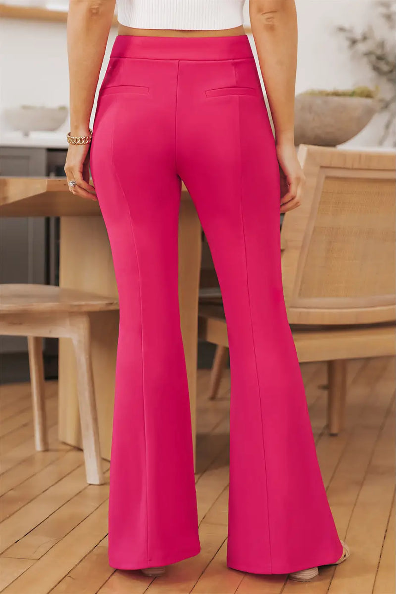 Rose Split Hem High Waist Pants-1