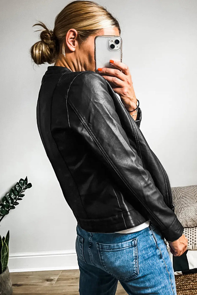 SleekStreet Faux Leather Jacket-1