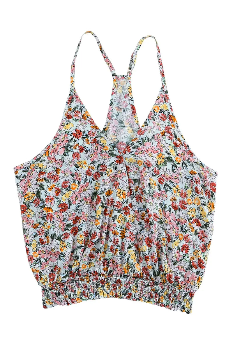 Wrapped V-Neck Floral Crop Top-5