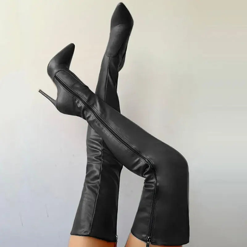 Zipper High Heels Over The Knee Boots-0